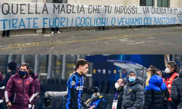 Inter, striscione choc contro i giocatori: 'Veniamo a prendervi con i bastoni!'