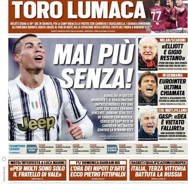 'CR7, mai più senza': le prime pagine dei giornali