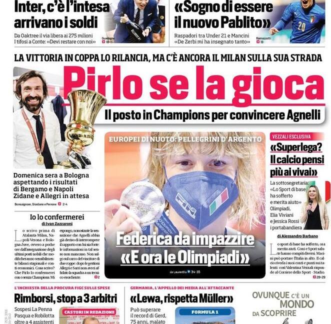 'Juve, Pirlo se la gioca sul filo', 'Monza chiama Buffon': le prime pagine dei giornali