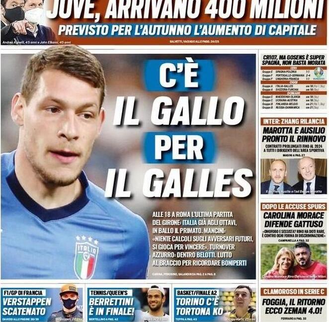 'Juve, arrivano 400 milioni': le prime pagine dei giornali