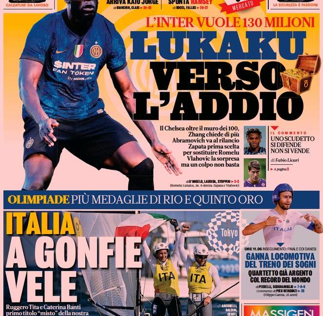 'Milan, spunta Ramsey', 'Ronaldo-Messi in chave Psg' e 'Il giorno di Kaio': le prime pagine dei giornali