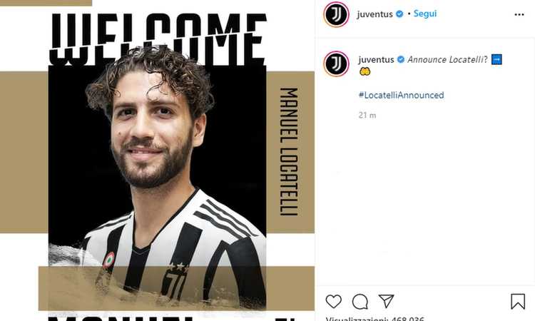 Locatelli sui social: 'Fino alla fine Forza Juventus' VIDEO