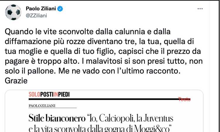 Ziliani, addio ai social? 'I malavitosi si sono presi tutto'. E posta un articolo contro la Juve