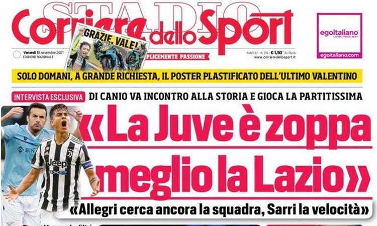 'Juve zoppa, meglio la Lazio', 'Scatto Lucca', 'Fantastiche Women': le prime dei giornali