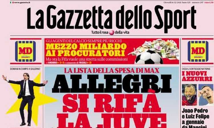 'Allegri rifà la Juve', 'Women, missione quarti', '2 colpi Champions': le prime dei giornali