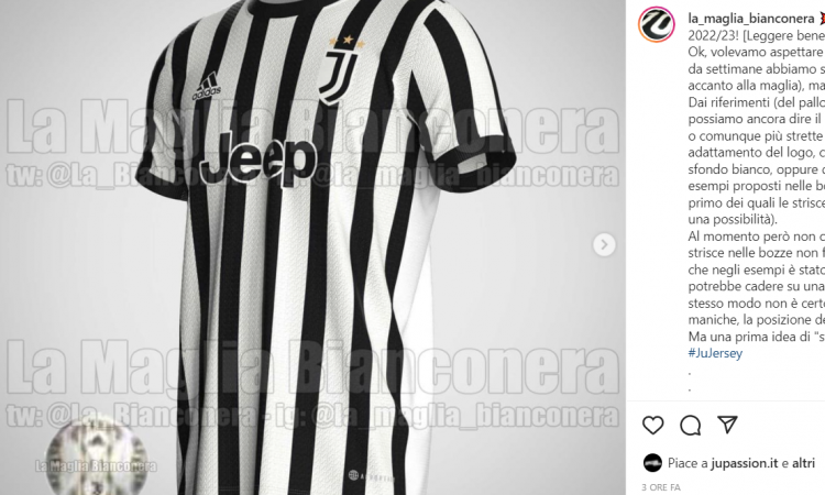 Juve, spunta a sorpresa la prima FOTO della nuova maglia 2022/2023