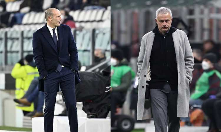 Roma-Juve, Mourinho contro Allegri: il bianconero è la bestia nera dello Special One
