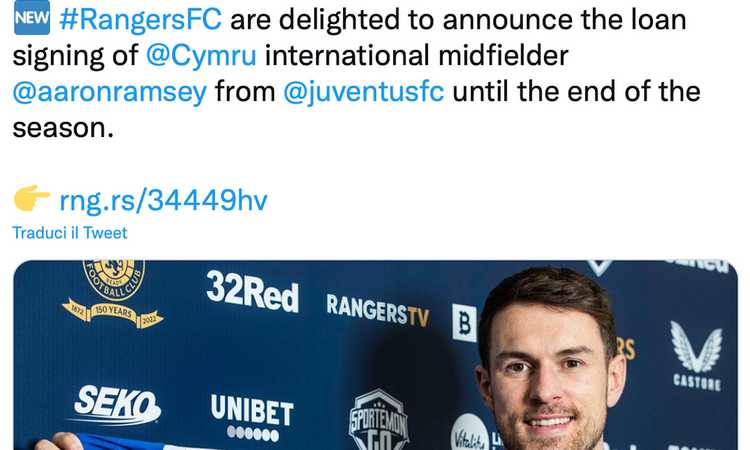 Juve, l'accordo con i Rangers per l'ingaggio di Ramsey