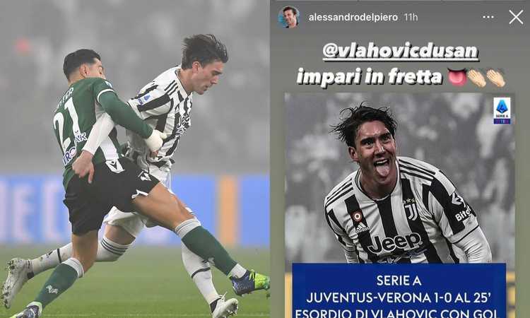 Juve, Del Piero promuove Vlahovic: 'Impari in fretta' FOTO