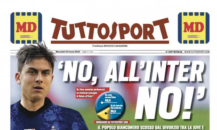 'Juve-Salah, ecco perché si può sognare. Dybala, non all'Inter!': le prime pagine